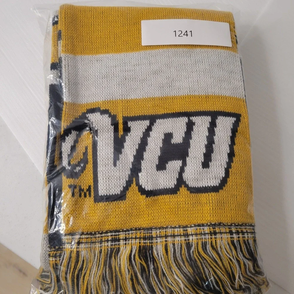 Lot of 2 VCU Rams Knit Scarves Virginia Black Gold NCAA Collegiate Fan Gear